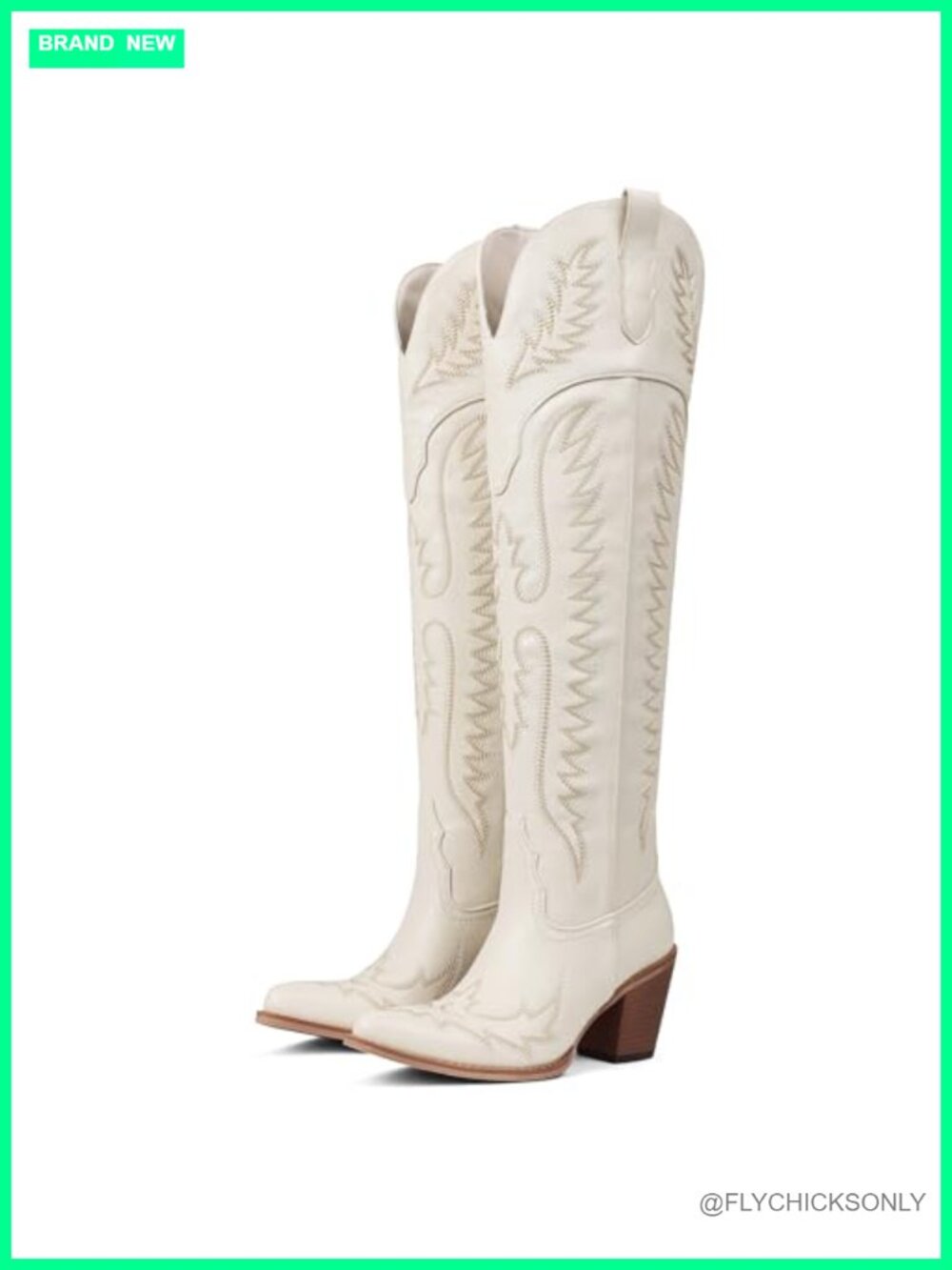 Over The Knee Western Cowboy Boots Pointed Toe Block Heel Pull-On